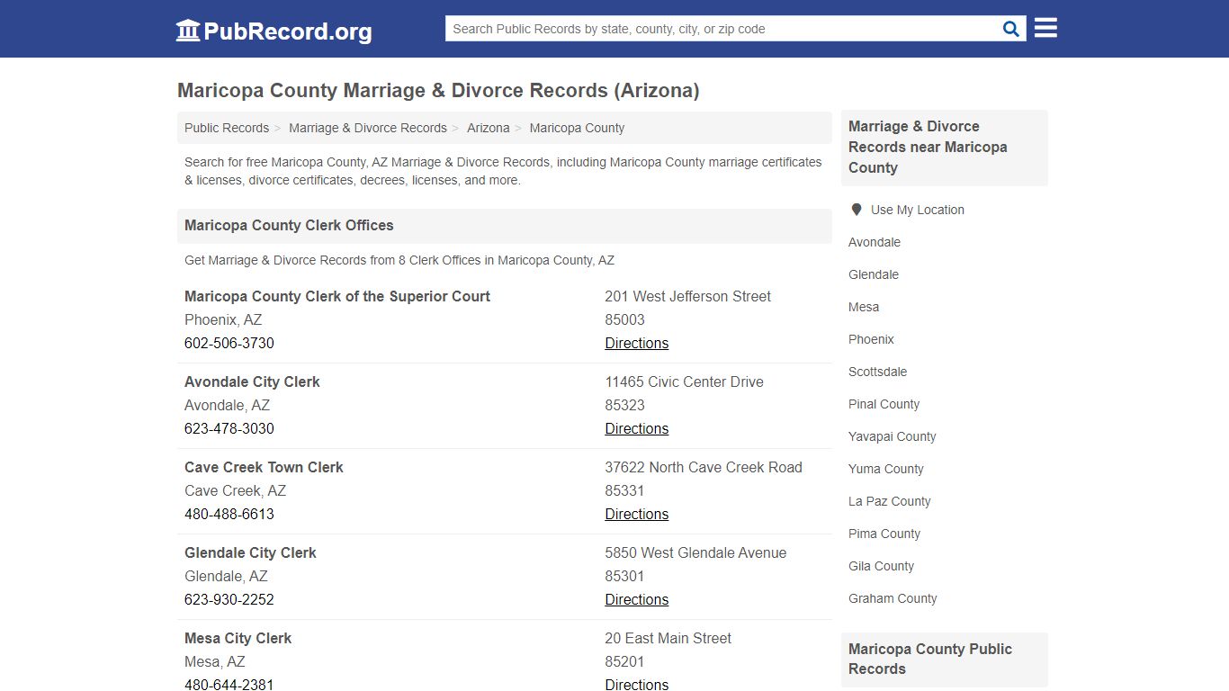Maricopa County Marriage & Divorce Records (Arizona)
